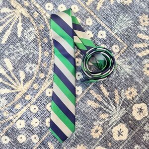 The Tie Bar Green & Blue Striped Tie